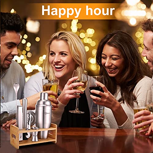 Cocktail Making Set Geschenken voor Mannen & Vrouwen-Cocktail Gift Sets Cocktail Shaker Set Cocktail Making Kit, Cocktail Mixer Set w/Recept, Barman Kit w/Stand, Kerstcadeaus Cocktail Maker Set - Image 6