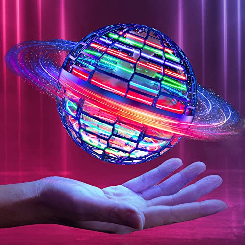 OKKIDY Fliegender Ball, Flying Ball Mini Drohne für Kinder Boomerang Ball Magic Spinner Hover Ball mit 360° Rotieren RGB Licht Cooles Spielzeug Geschenke für Jungen Mädchen Indoor Outdoor