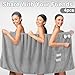 DFDGMI 4 Pcs Spa Wrap Towel for Women Soft Grey Spa Robe with Bow and Buttons Absorbent Waffle Plush Bath Towel Wearable Terry Cloth Sauna Robe Bathrobe for After Shower Wedding Bachelor Pajama Party