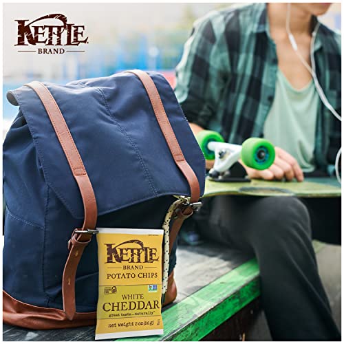 Image of Kettle Brand Potato Chips, White Cheddar Kettle Chips, Snack Bag, 2 Oz (Pack of 6)