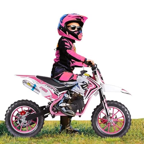 PERZOE 49cc 2-Stroke Kids Dirt Bike with Disc Brakes Pink