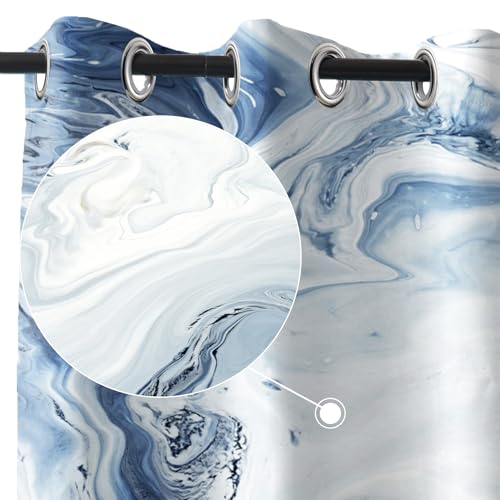 Rideaux occultants de luxe texture fluide marbre bleu Renaiss