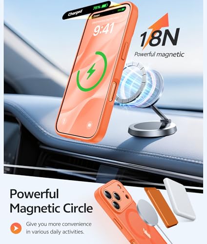 Image of FNTCASE for iPhone 17 Pro Case: [Compatible with Magsafe] Translucent Matte Cases with [Full Camera Protection] [Screen Protector] Military Grade Shockproof Protective Phone Cover - Orange