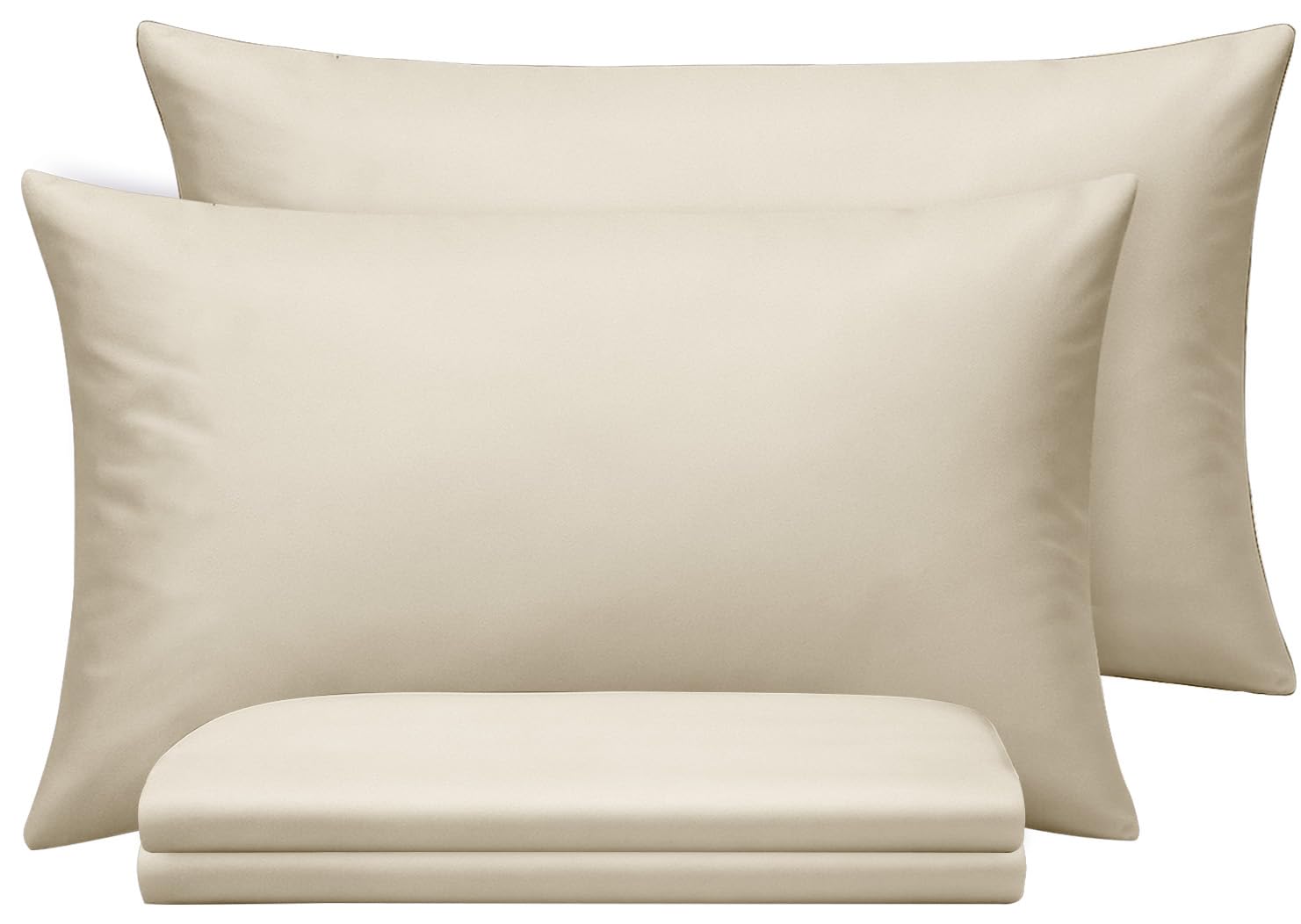 BedLooms Cream Pillow Cases 4 Pack Standard Size Brushed Microfiber Super Soft Pillowcases with Envelope Closure, House Wife Pillow Covers Hypoallergenic