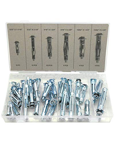 40pc Molly Bolt Assortment Molly Bolts Wall Anchors Assorted Molly Bolt Hollow Drive Wall Anchor Molly Anchors Molly Hollow Wall Anchors Zinc Plated Steel Hollow Wall Anchors Heavy Duty Molly Bolt Set