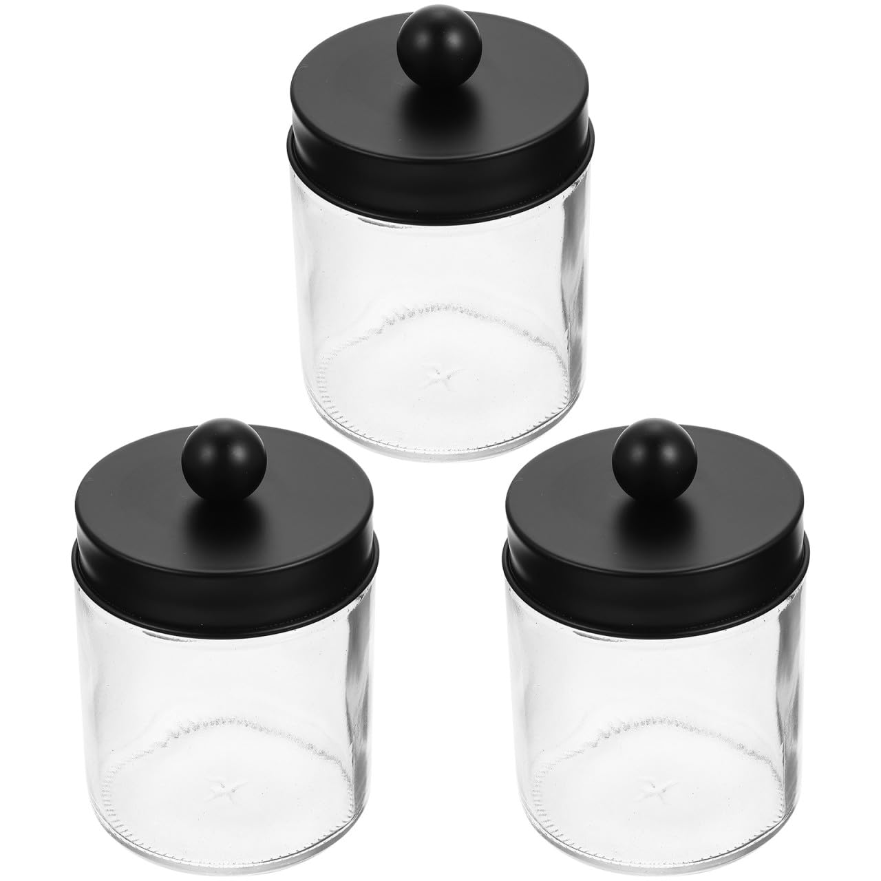 Glas Wattepad Spender und Modernes Design 3 Stück Transparenter Glasbehälter mit Edelstahl Deckeln Leicht Zugänglich für Badezimmer und Waschtisch
