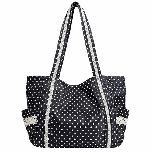 Bolso Tote de Lona con Lunares miniatura 1