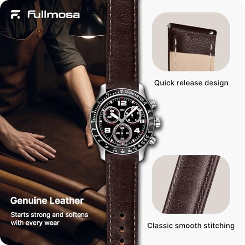 Image of Fullmosa Watch Band, Quick Release Leather Watch Strap Compatible with Samsung Galaxy Garmin for Men Women, Replacement Bands Width 12mm 14mm 16mm 18mm 19mm 20mm 21mm 22mm 24mm