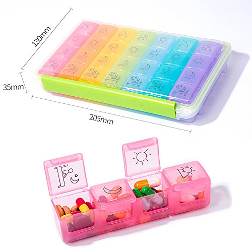 Opret ピルケース 薬ケース 防水仕様 薬入れ サプリメントケース 1週間 1日4回 携帯用 習慣薬箱 薬入れ コンパクト 曜日シール付き の商品画像 5