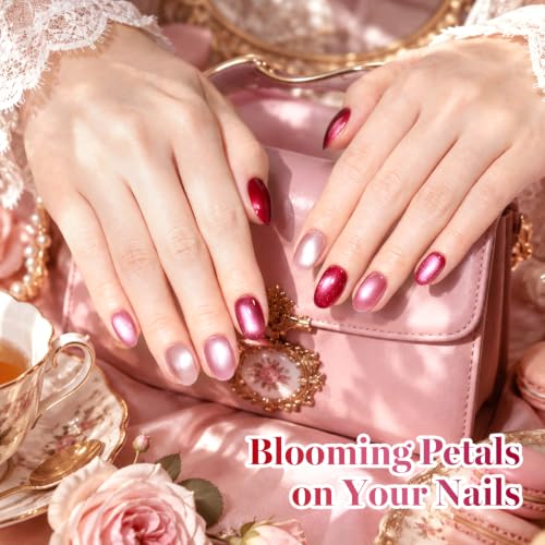 Image of Beetles Pink Cat Eye Gel Polish Set, Garden Kiss 6 Colors Glitter Gel