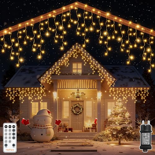 Eisregen Lichterkette Außen, 8.25m 264 LEDs Weihnachtsbeleuchtung...