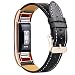 Wearlizer For Fitbit Charge 2 Leather Bands Special Edition Lavender Rose Gold Buckle, Replacement Leather Band/Straps/Accessories for Fitbit Charge hr 2 Small Large Women (Black Rose Gold Buckle)