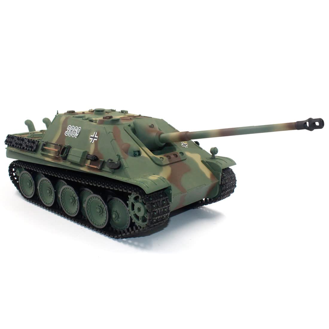 YUTT Carri armati RC per adulti, 1/16 2,4 G RC tedesco Jagdpanther Tank Destroyer modello di veicolo giocattoli regali con luci suoni (versione base/verde mimetico)