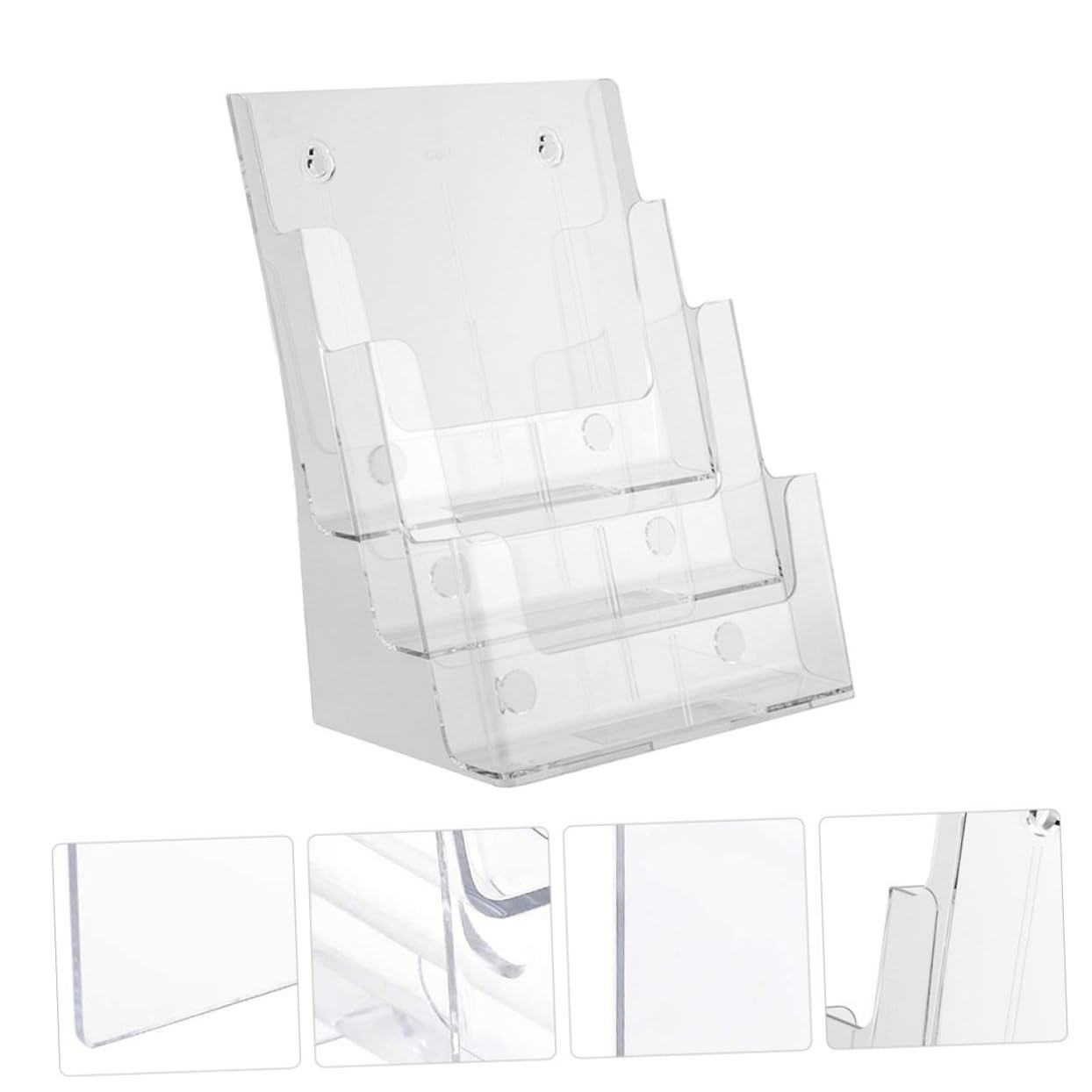Mipcase Portadocumenti da Scrivania Acrilico a 3 Strati Trasparente, Porta Riviste e Organizer Ufficio per Archiviazione Pratica, Supporto Porta Brochure e Documenti Cartacei per Spazi