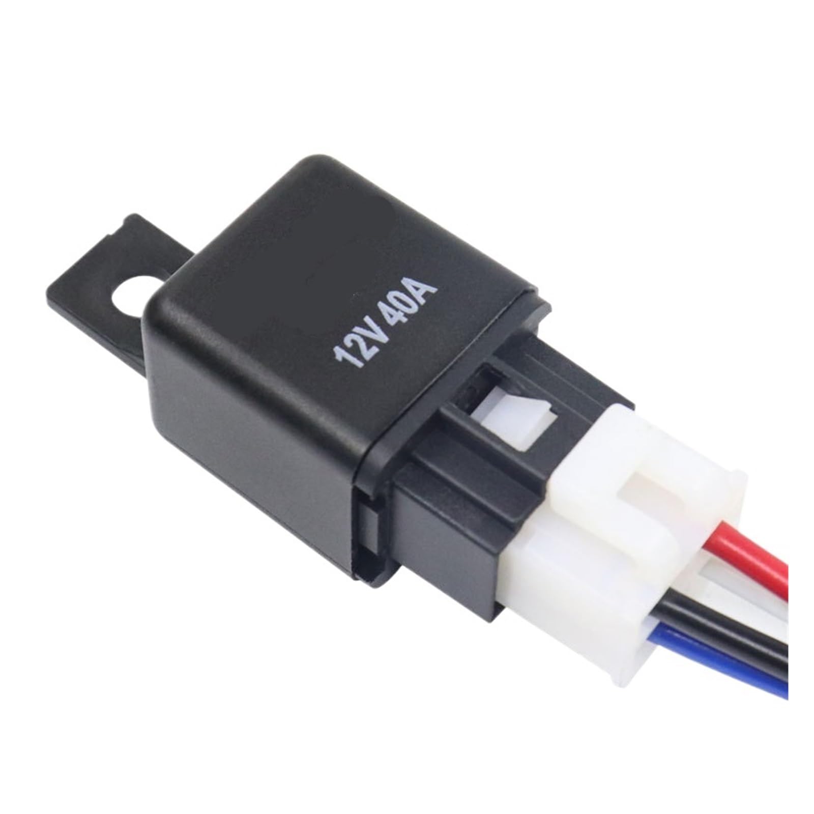 Relé automotriz 12V 40A impermeable de 4 pines con conector base cableado 3