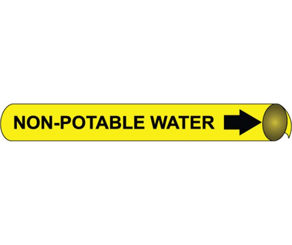 NMC D4076"Non-Potable Water" Precoiled Pipe Marker, Fits 3 3/8"-4 1/2" Pipe, Black/Yellow
