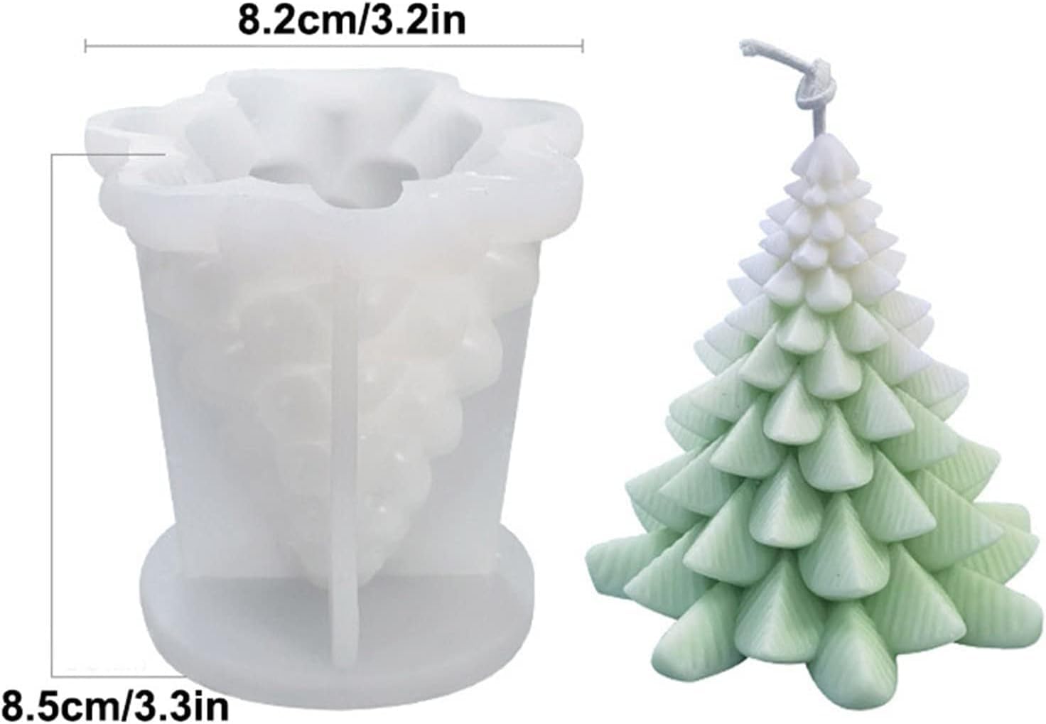 Christmas Tree Candle Molds 2-Pack - 3D Silicone Molds For Soap & Candles Making