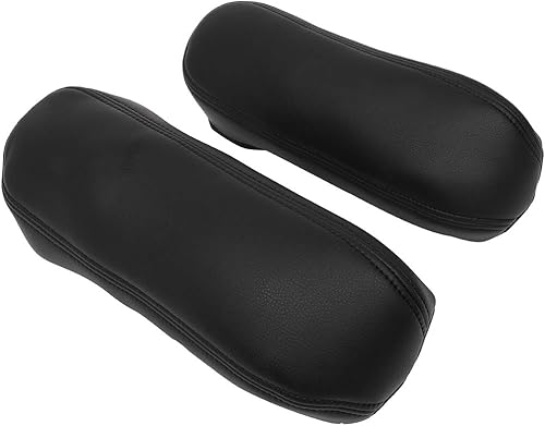 Miniatura 5 de cciyu Fit for Ford F250 F350 Excursion Lariat 99 00 01 02 03 04 05 06 07 Black - Second Gen Leather For Seat Armrest Covers (Leather Part Only)