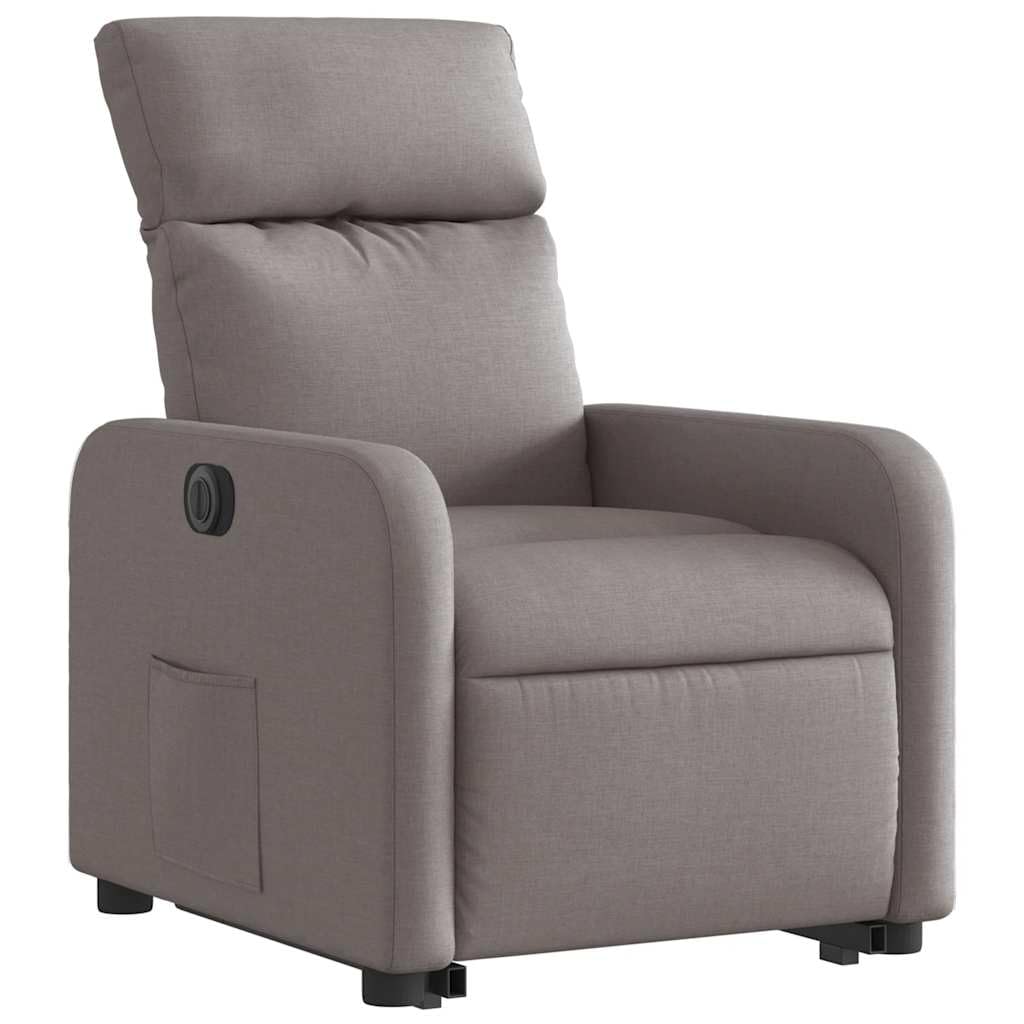 vidaXL Sillón Eléctrico Reclinable Elevable, Silla con Respaldo Reposabrazos, Sillón de Relax Descanso, Asiento Ajustable, Tela Gris Taupe