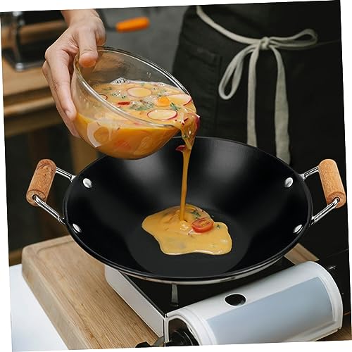 Wok metálico con mango de madera 25x8 cm 2 piezas miniatura 2