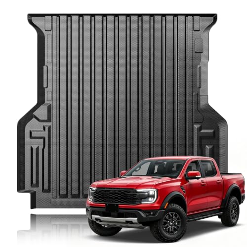 YZONA Custom Fit Truck Bed Mat for 2024 2025 2026 Ford Ranger 5FT Short Bed (59.6 in) Heavy Duty TPE Bed Liner Anti-Slip All Weather Protection Laser Measured
