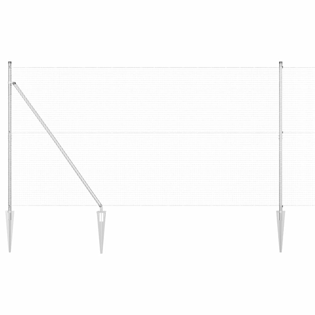 Outdoor Fence Post Set 50 x 1.5m Silver Steel Garden Fence 19x19mm Mesh Weather Resistant Powder Coated Privacy Boundary Panel for Terrace Yard