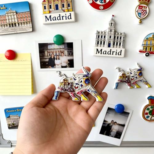 Imán frigorífico toro Madrid diseño mosaico 3D miniatura 4