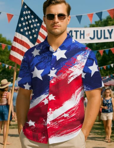 Image of Yoimira Hawaiian Shirts for Men, Print Mens Casual Short Sleeve Button Down Shirts Floral Aloha Beach Shirt