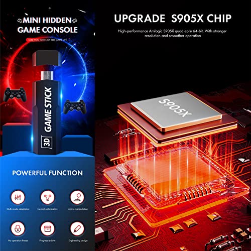 Xspark 4K Retro Game Stick Lite - 20+ Emulators,128Gb Built-In 10000+ Video Games, Wireless Retro Game Console,Dual 2.4G Wireless Controllers,Birthday Gifts For Children/Adults #TOP3