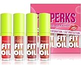 LUHI 4 Colors Esmalte de labios con aceite de, juego de aceite de labios hidratante,Nutrición a Largo Plazo, Eliminación...