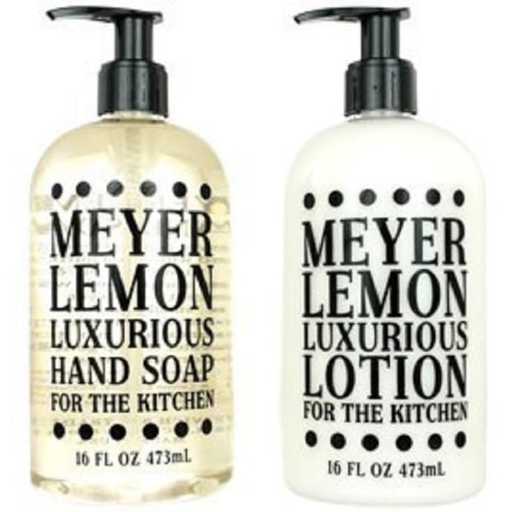Greenwich Bay Kitchen Collection MEYER LEMON Scented Liquid Hand Soap & Lotion Combo with Shea Butter - 16 fl oz Pump Bottles