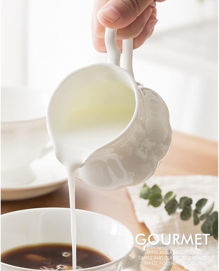 Saucer Ceramic Gravy Boat with Handle Coffee Creamer Pitcher Pitcher Serving Sauce Pitcher Kitchen 3 Pieces Dish