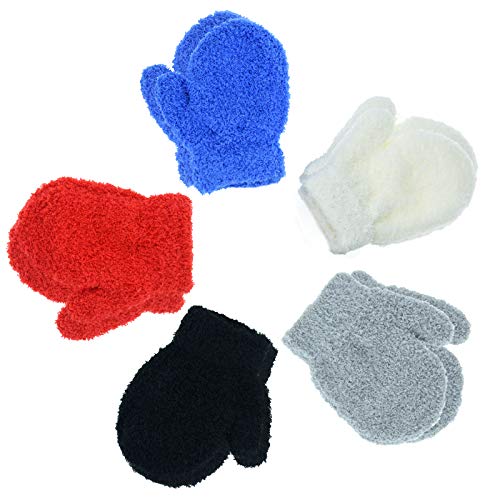 Jmkcoz 5 Pairs Toddler Unisex Kid Gloves Magic Stretch Full Finger Mittens Knitted Winter Warm Gloves for Baby Boys and Girls Supplies