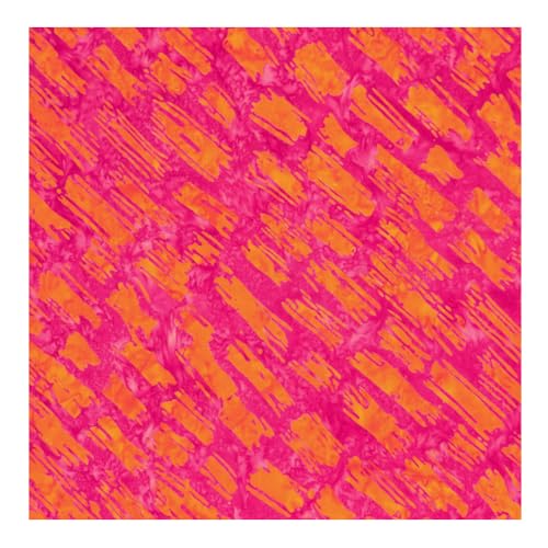 Fuchsia & Mango DIagonal Print Batik Handkerchief