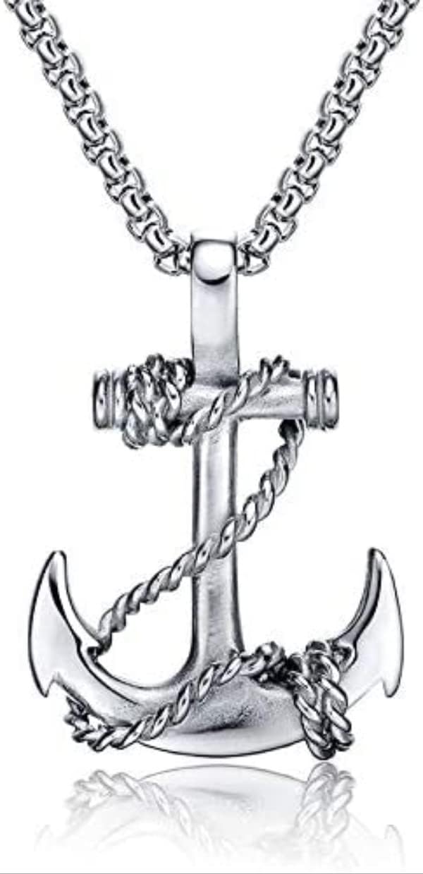 STYLE KRAFT Men'S Nautical Silver Anchor Necklace Pendant Stainless Steel Pirate Chain Locket 22 inch Chain - Valentines Gift Birthday Gift-image-43