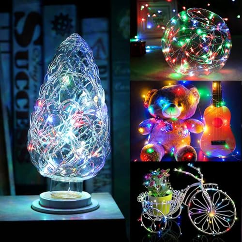 Brightown 12 Pack Multi-Color Fairy Lights Battery Operated - 7ft 20 LED Waterproof Micro Firefly Lights for Christmas Decor, DIY Craft, Wedding Table Centerpieces, Flowers