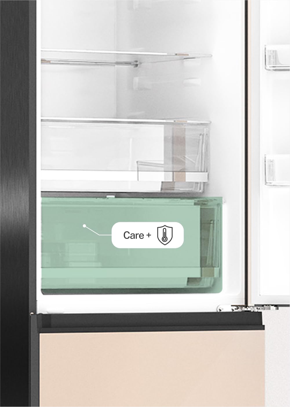 CREATE / FRIDGE STUDIO COMBI PRO 402 / Réfrigérateur combiné 402L sable / 60 x 63,8 x 190,9 cm/No frost, Space Pro et Care+, antibactérien, commande tactile électronique, 158W