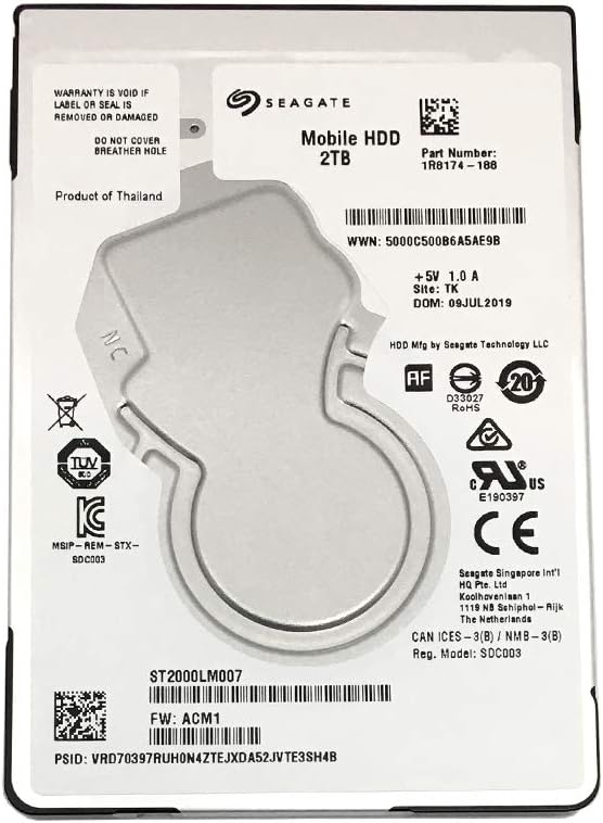 SeagateMobile HDD ST2000LM007 2TB 128MB Cache SATA 6.0Gb/s 2.5inch Internal Notebook Hard Drive - 2 Year Warranty