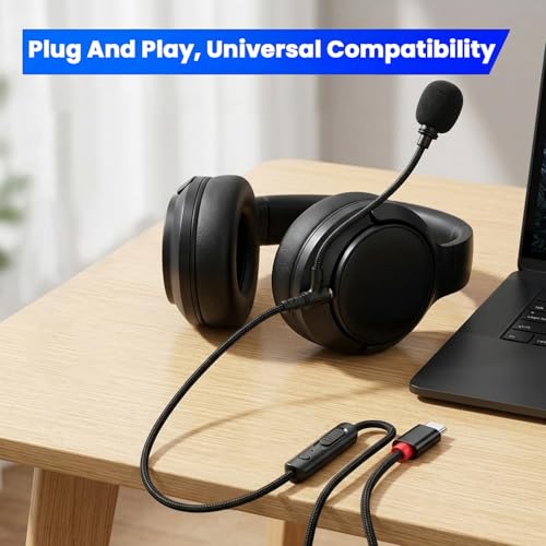 Image of ZORBES Type C to 3.5MM Audio Cable with Mic & Inline Control, 1.5M Nylon Braided 3.5MM Jack to Type C, Volume & Playback Button, Clear Voice Call & Gaming Chat, Compatible with Phone, Tablet & Laptop