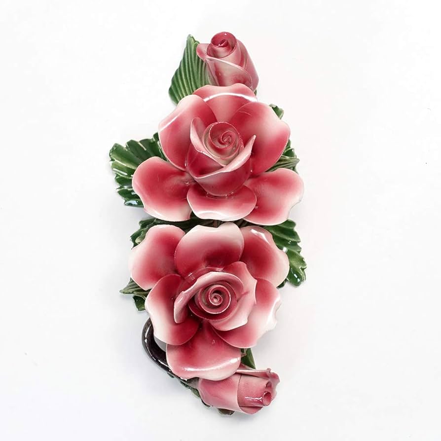 バラ　花　薔薇　陶器　壁掛け　置物　インテリア　工芸品　美術品　A1216 バラ 花 薔薇 陶器 壁掛け 置物 インテリア 工芸品 美術品 A1216