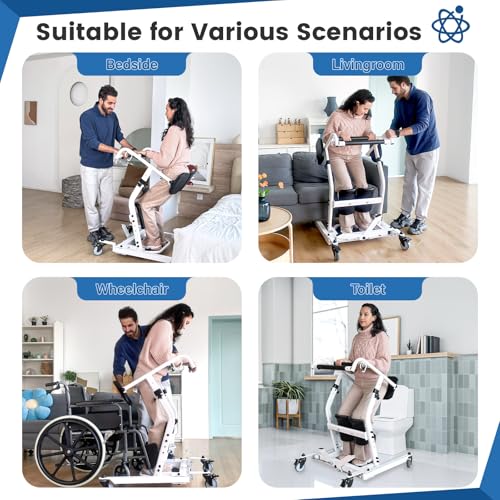 Sit to Stand Patient Lift for Elderly, Stand Assist Lift Aid for Home Care Use, Elderly Lift Assist Transfer Device, Transport Chair Stand Assist for Seniors, Adults & Disabled, Adjustable Base Height - Thumbnail 4