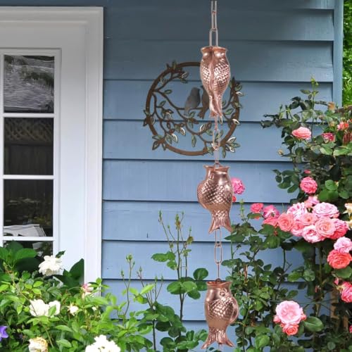 Cadena de lluvia de diseño artístico en cobre martillado para decoración de exteriores 7