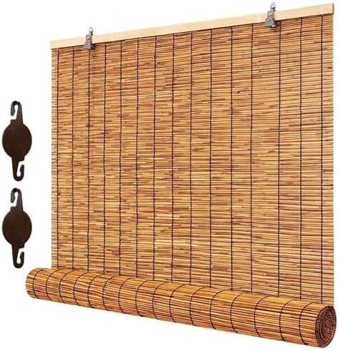 Outdoor Bamboo Style Roll Up Blinds, Waterproof Reed Privacy Shad...