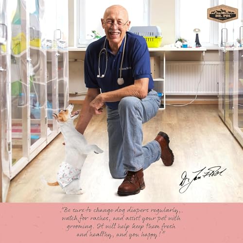 Image of Dr Pol Dog Diapers for Female Dogs | Disposable Pet Diapers with Wetness Indicators | Adjustable Fit | Leak Protection & Super Absorbent | Perfect for Heat Cycles & Training Accidents | Pack of 50