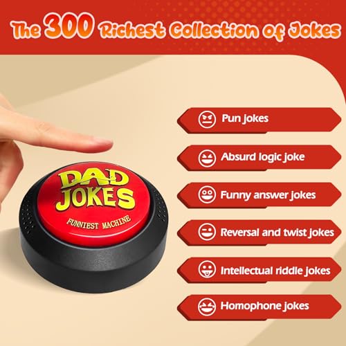 WYZOID Funny Gift for Dad – Dad Joke Generator Button with 300 Jokes, from Kids, Gag Gift for Men Who Have Everything, Talking Joke Machine for Husband Grandpa