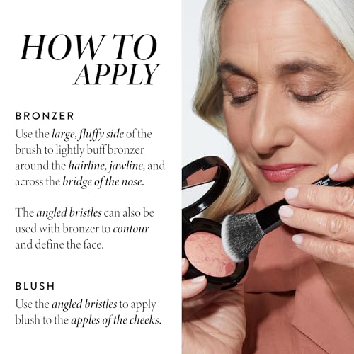 LAURA GELLER NEW YORK Pincel para blush + bronzeador de ponta dupla - Pincel de maquiagem para o ros