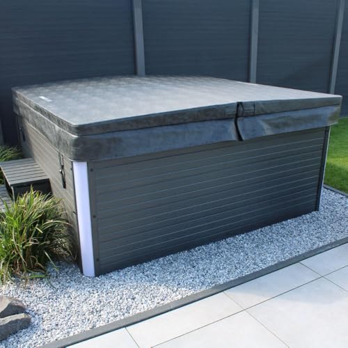 Home Deluxe - Outdoor Whirlpool - Stream Big Plus Treppe und Thermoabdeckung - Maße: 208 x 208 x 88 cm - Inkl. Heizung, 34 Massagedüsen und 4 äußeren Lichtquellen I Außen Whirlpool Spa für 5 Personen – Bild 5
