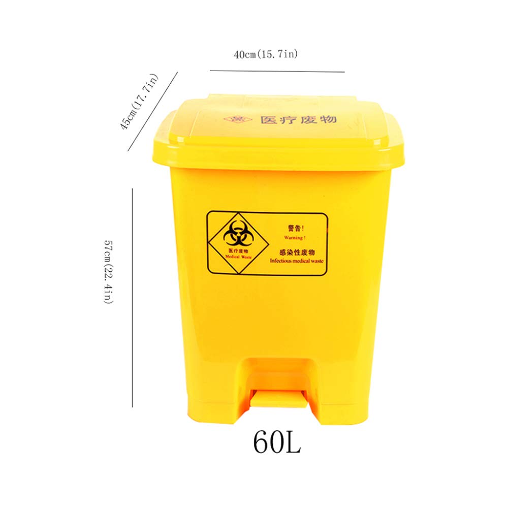 Medica Con coperchio Pattumiera, Cestino per rifiuti da cucina, Stepping, Clinica ospedaliera/giallo / 60L