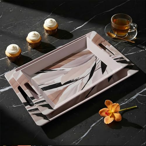 Image of U.P.C Serving Tray Set of 2 / Tray Set for Serving Premium Printed Tray for Serving /Multi-Use Serving Plate (Small, Medium)