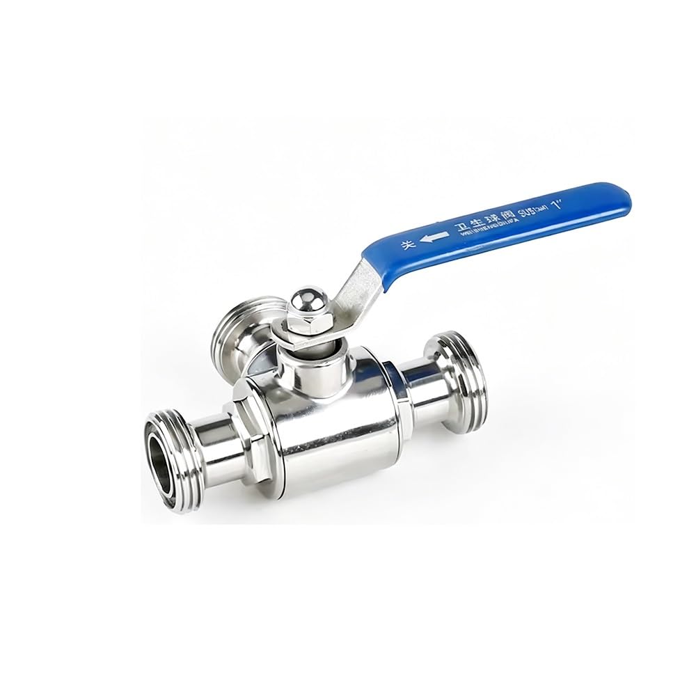 Valvola A Sfera A 3 Vie Con Porta L Sanitaria In Acciaio Inossidabile SS 304 Da 19/25/32/38/51 Mm, Unione SMS, Lucidata, for Birra E Bevande Fatte In Casa, 1 Pezzo(25mm)